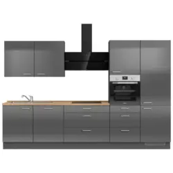 K&uuml;chenleerblock 330 cm in Eichefarben, Schieferfarben