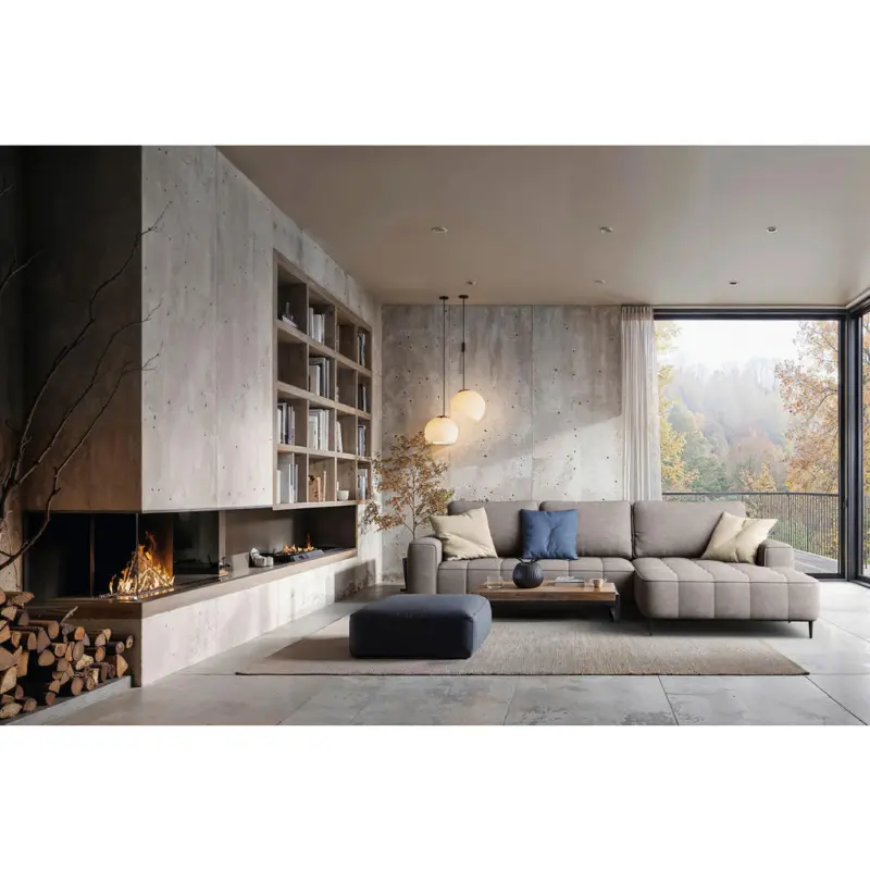 Eckschlafsofa Florence in Velours Taupe