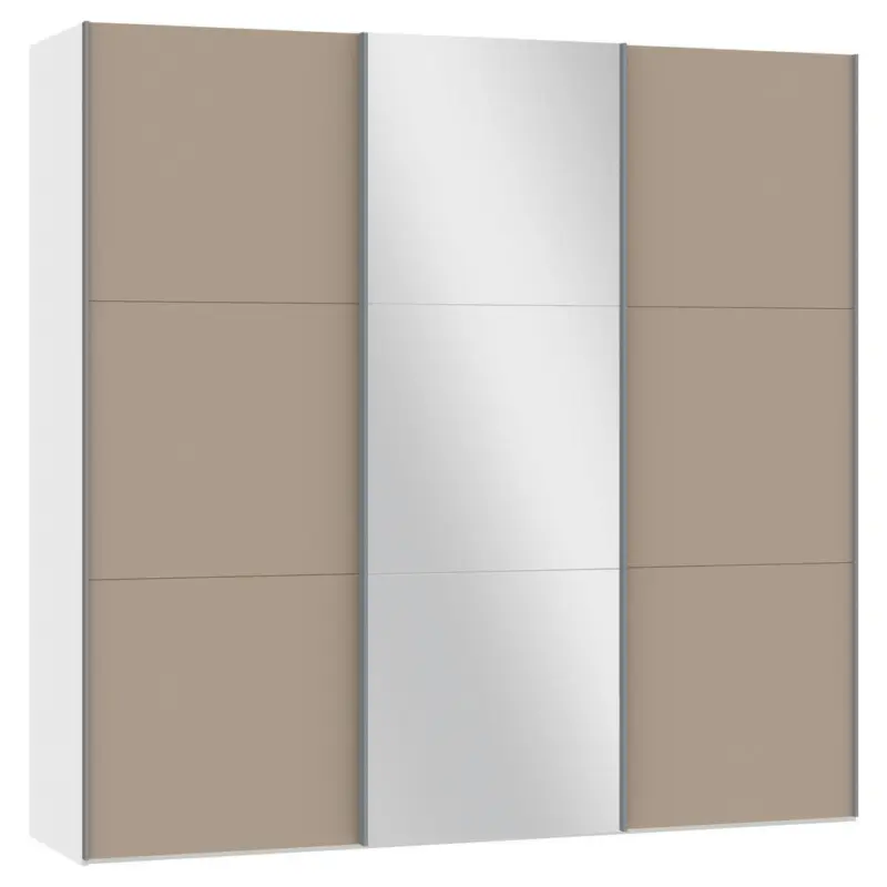 Schwebet&uuml;renschrank in Wei&szlig;, Hellbraun