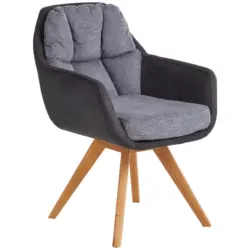 Armlehnstuhl in Holz, Textil Anthrazit, Wildeiche