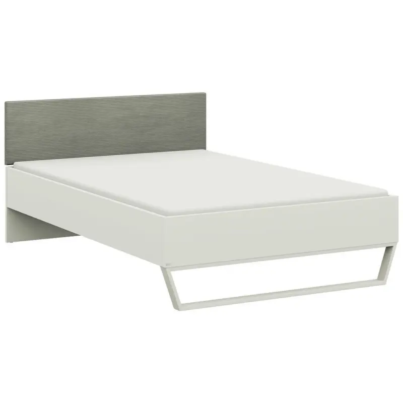 Bett 120/200 cm in Wei&szlig;, Salbeigr&uuml;n