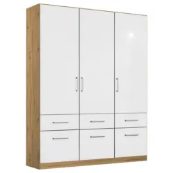 Dreht&uuml;renschrank in Eiche Artisan, Wei&szlig; Hochglanz