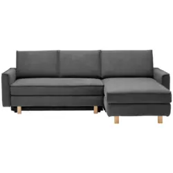 Ecksofa in Chenille Dunkelgrau 237/155/170 cm
