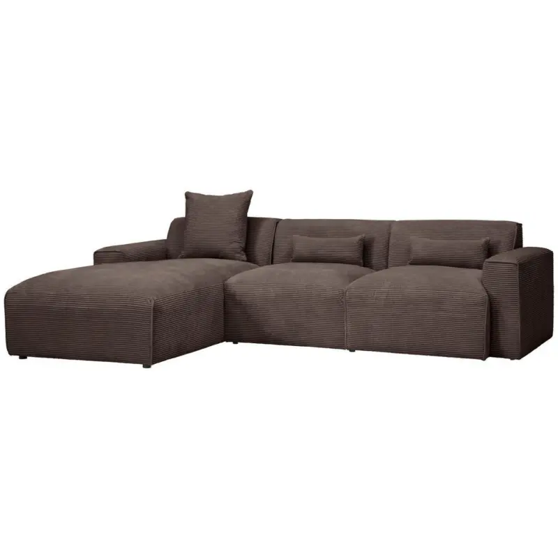 Ecksofa in Cord Mokka 196/303 cm