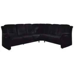 Ecksofa in Mikrofaser Schwarz 275/223 cm