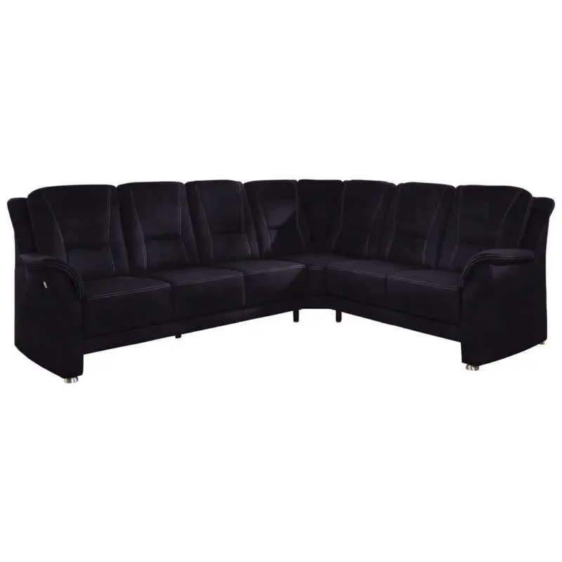 Ecksofa in Mikrofaser Schwarz 275/223 cm