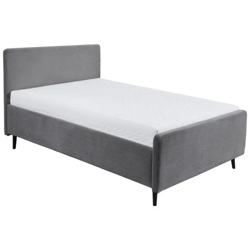 Polsterbett gepolstertes Kopfteil Dunkelgrau 140/200 cm