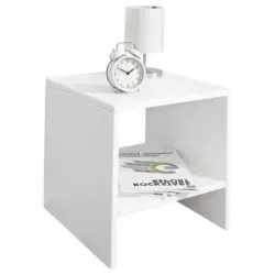 Nachttisch 42/37/25 cm in massiv Buche Wei&szlig;