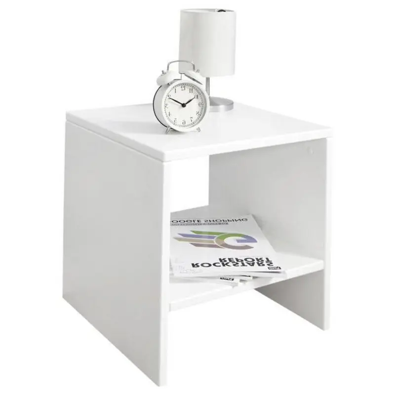 Nachttisch 42/37/25 cm in massiv Buche Wei&szlig;