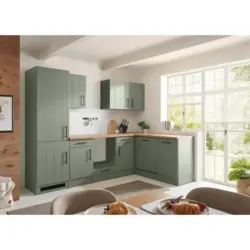 K&uuml;chenleerblock 280 cm in Wildeiche, Schilfgr&uuml;n