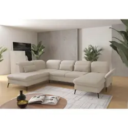 Wohnlandschaft in Flachgewebe Creme