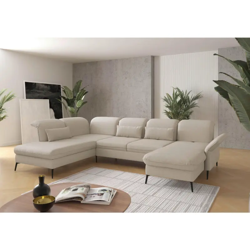 Wohnlandschaft in Flachgewebe Creme