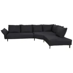 Ecksofa in Echtleder Schwarz 340/272 cm