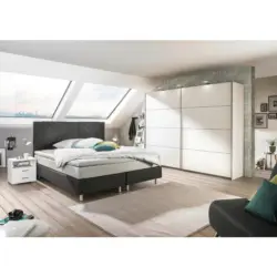 Boxspringbett 180/200 cm in Anthrazit, Hellgrau