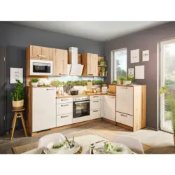 K&uuml;chenleerblock 280/175 cm in Eichefarben, Hellgrau