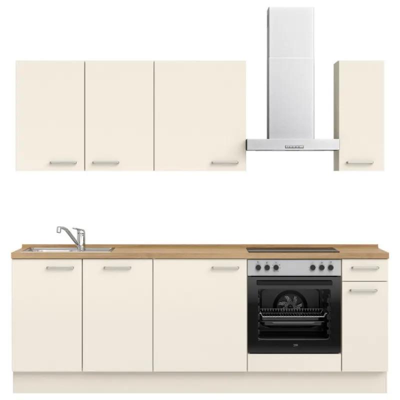 K&uuml;chenleerblock 240 cm in Eichefarben, Magnolie