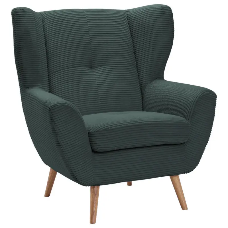 Ohrensessel in Cord Dunkelgr&uuml;n