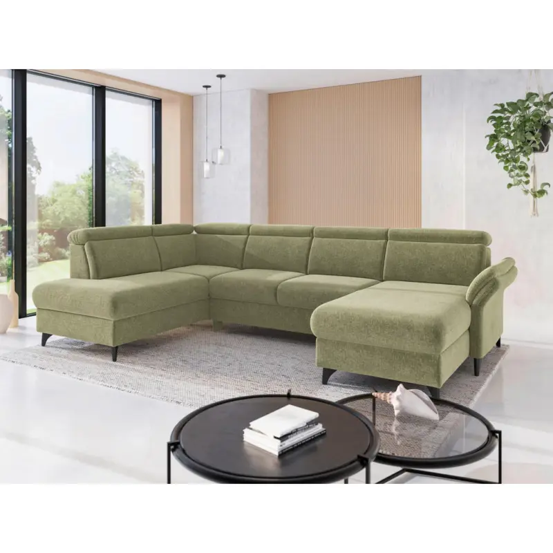 Wohnlandschaft Glendale E in Flachgewebe Hellgr&uuml;n