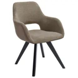 Armlehnstuhl in Holz, Textil Cappuccino