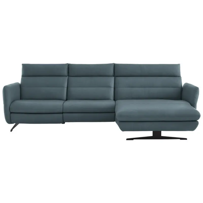 Ecksofa in Echtleder Blaugrau 300/157 cm