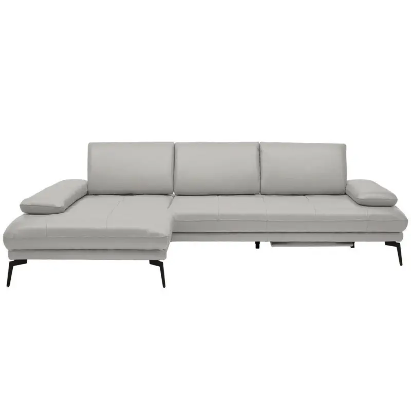 Ecksofa in Echtleder Greige 187/273 cm
