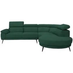 Ecksofa in Velours Gr&uuml;n 299/264 cm