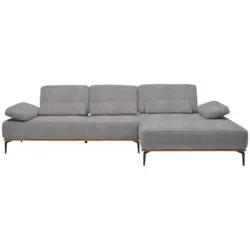 Ecksofa in Flachgewebe Hellgrau 314/176 cm