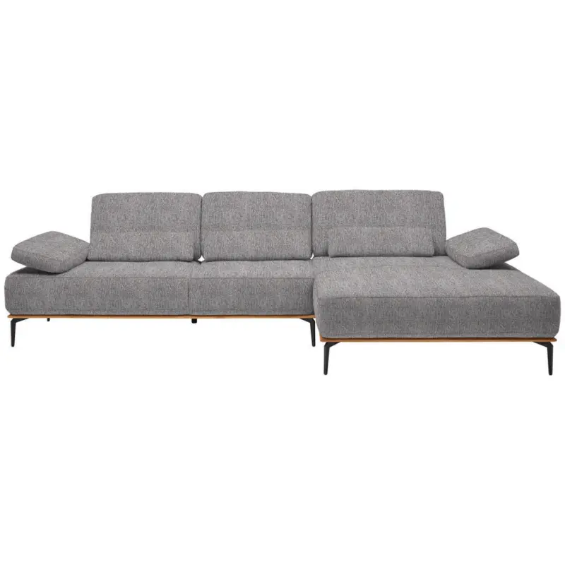 Ecksofa in Flachgewebe Hellgrau 314/176 cm