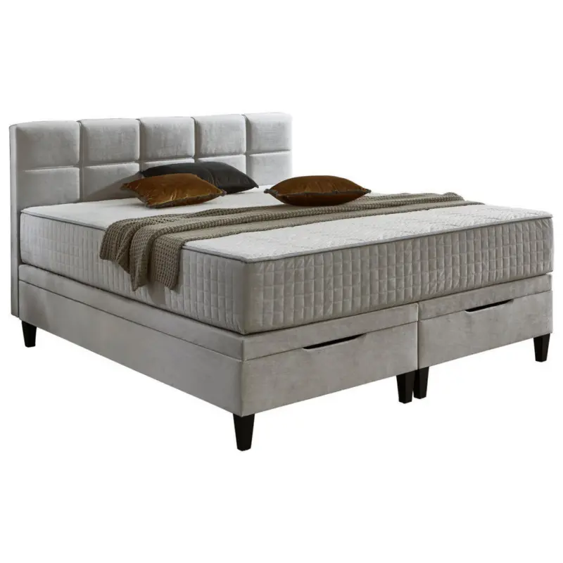 Boxbett 180/200 cm in Hellgrau