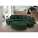 XXXLutz Lauterach - Ihr M&ouml;belhaus bei Bregenz Wohnlandschaft inkl. HockerOttomane links, organische Form in Cord Dunkelgr&uuml;n