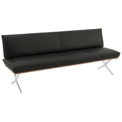 Sitzbank 194/88/66 cm in Anthrazit, Nussbaumfarben, Nickelfarben