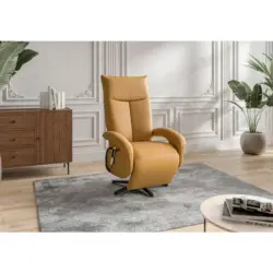 Sessel in Echtleder Currygelb