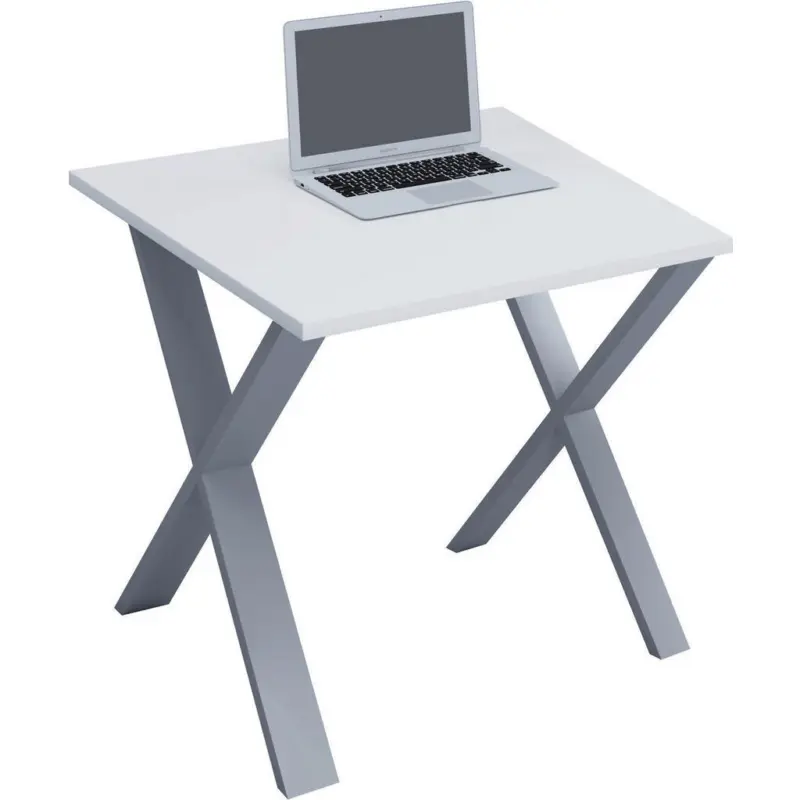 Schreibtisch 80/50/76 cm Silberfarben, Wei&szlig; in verschiedenen Holz-Dekoren erh&auml;ltlich