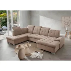 Wohnlandschaft Zira in Chenille Hellbraun