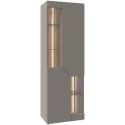 Vitrine in furniert, mehrschichtige Massivholzplatte (Tischlerplatte), teilmassiv Wildeiche Grau, Wildeiche