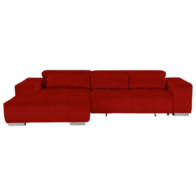 Ecksofa in Velours Rot 186/307 cm