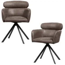 Armlehnstuhl-Set 2 St&uuml;ck Sitzfl&auml;che 360&deg; drehbar Lederlook