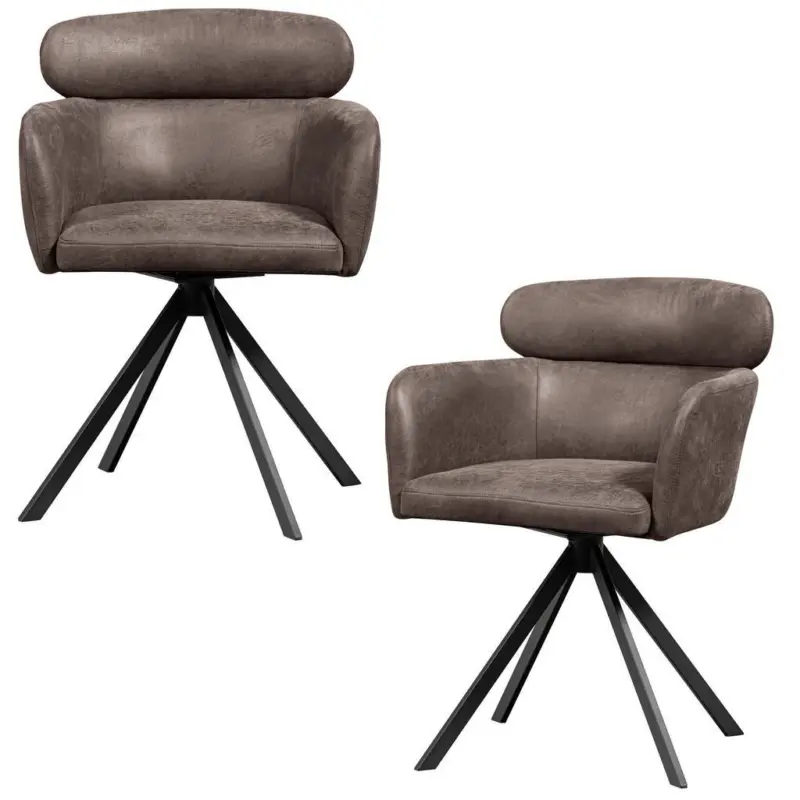 Armlehnstuhl-Set 2 St&uuml;ck Sitzfl&auml;che 360&deg; drehbar Lederlook