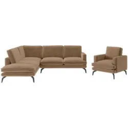 Sitzgarnitur Bali in Flachgewebe Braun