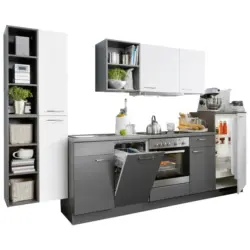 K&uuml;chenblock 320 cm in Anthrazit, Wei&szlig;