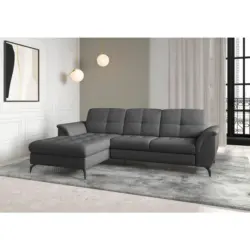 Ecksofa Zora E in Flachgewebe Dunkelgrau 164/262 cm