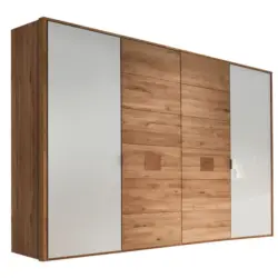 Dreht&uuml;renschrank in Wei&szlig;, Eichefarben