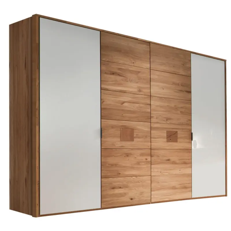 Dreht&uuml;renschrank in Wei&szlig;, Eichefarben