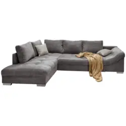 Ecksofa in Cord Grau 202/298 cm