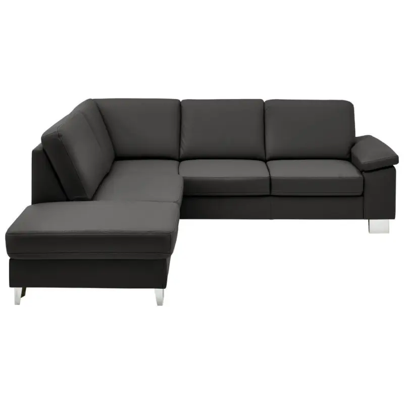 Ecksofa in Echtleder Dunkelgrau 235/248 cm