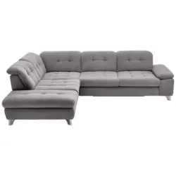 Ecksofa in Chenille Hellgrau 260/310 cm