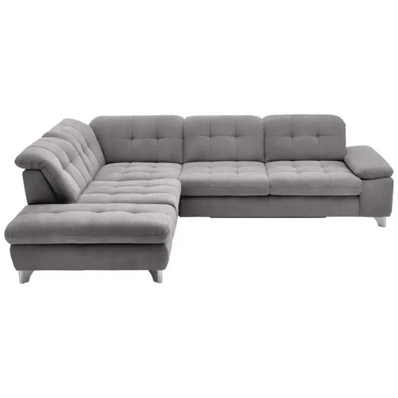 Ecksofa in Chenille Hellgrau 260/310 cm