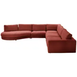 Ecksofa in Chenille, Cord Rostfarben 425/365 cm
