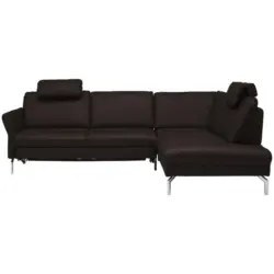 Ecksofa Beldomo premium in Echtleder Dunkelbraun 284/220 cm