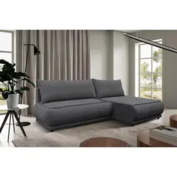Ecksofa Paros in Boucl&eacute; Dunkelgrau 277/179 cm